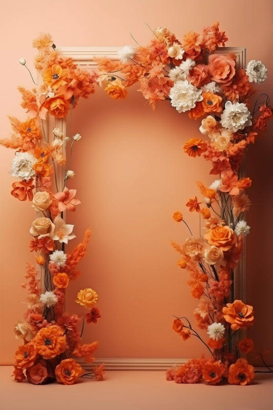 Orange Floral Backdrop For Maternity Shoot - Backdrop Imperia Printed Backdrop