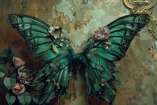 Green Butterfly Wings Theme 9 - Backdrop Imperia Printed Backdrop