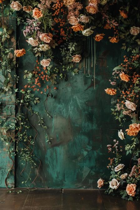Green Floral Backdrop For Maternity Shoot - Backdrop Imperia Printed Backdrop