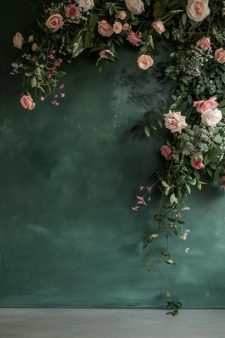 Light Green Floral Backdrop For Maternity Shoot - Backdrop Imperia Printed Backdrop