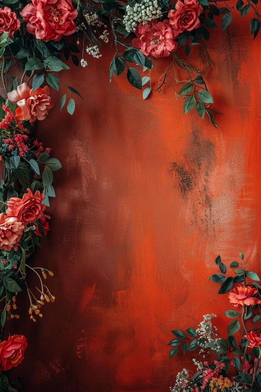 Orange Floral Backdrop For Maternity Shoot - Backdrop Imperia Printed Backdrop