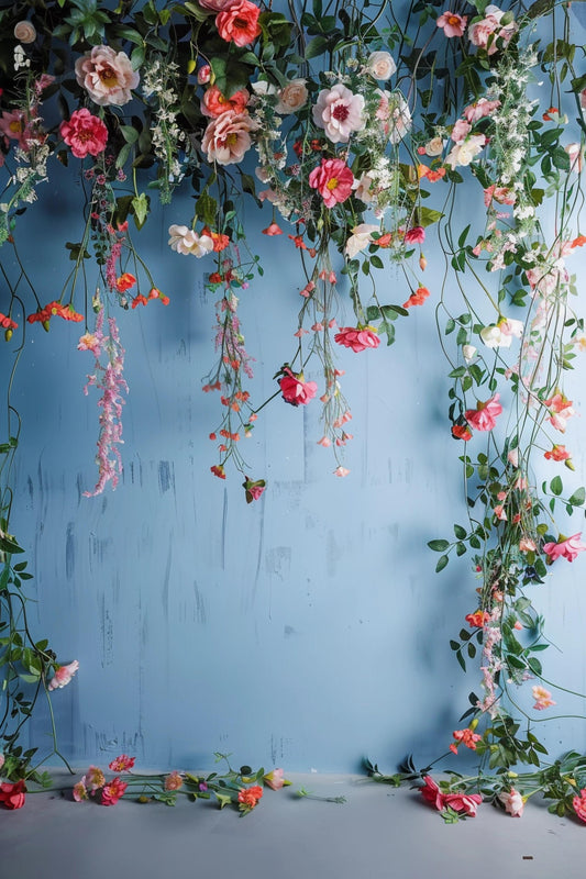 Blue Floral Backdrop For Maternity Shoot - Backdrop Imperia Printed Backdrop