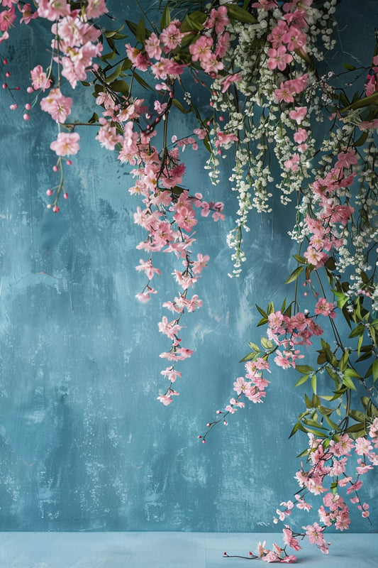 Blue Floral Backdrop For Maternity Shoot - Backdrop Imperia Printed Backdrop