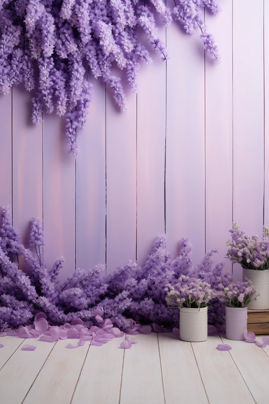 Purple Floral Backdrop For Maternity Shoot - Backdrop Imperia Printed Backdrop
