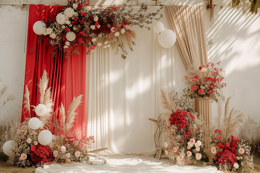 Beautiful Red & White Boho Theme 21 - Backdrop Imperia Printed Backdrop