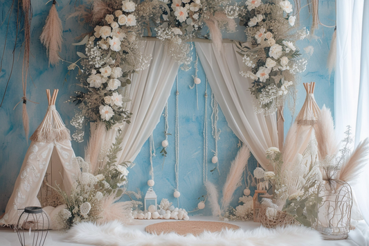 Beautiful Blue Boho Theme 3 - Backdrop Imperia Printed Backdrop