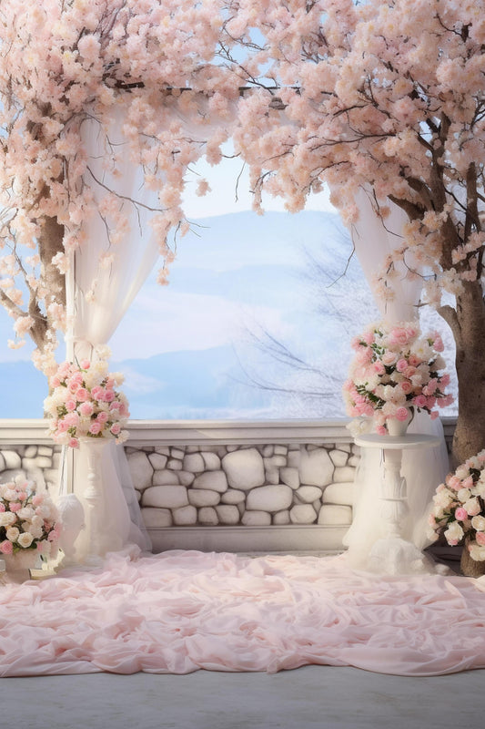 Pink Floral Backdrop For Maternity Shoot - Backdrop Imperia Printed Backdrop