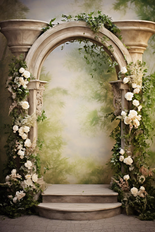 Green Floral Backdrop For Maternity Shoot - Backdrop Imperia Printed Backdrop