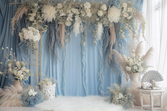 Beautiful Blue Boho Theme 4 - Backdrop Imperia Printed Backdrop