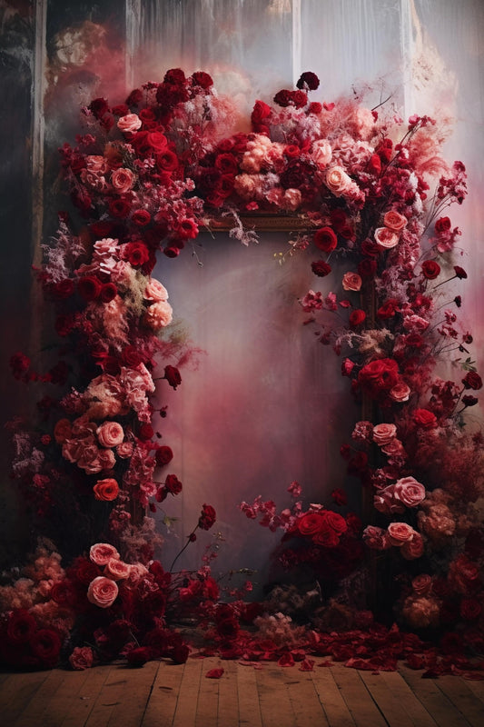 Red Floral Backdrop For Maternity Shoot - Backdrop Imperia Printed Backdrop
