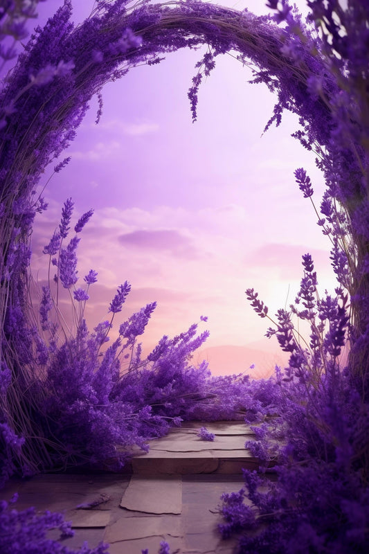 Purple Floral Backdrop For Maternity Shoot - Backdrop Imperia Printed Backdrop