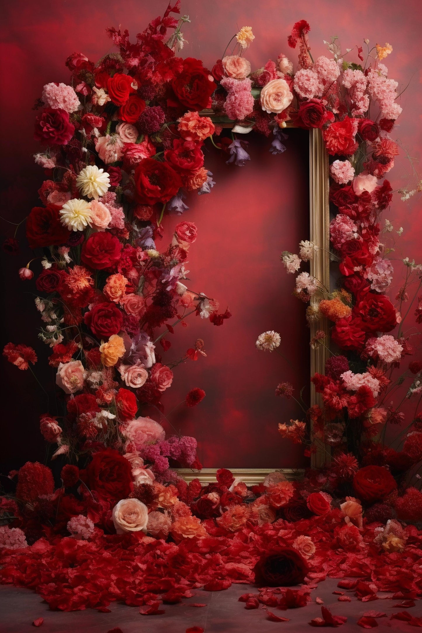 Red Multicolour Backdrop For Maternity Shoot - Backdrop Imperia Printed Backdrop