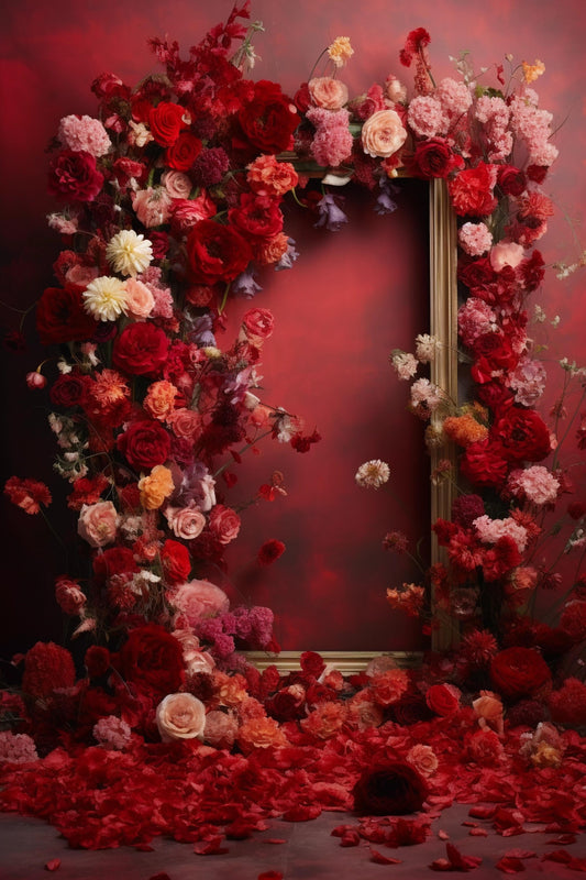 Red Multicolour Backdrop For Maternity Shoot - Backdrop Imperia Printed Backdrop