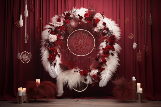 Beautiful Mahroon Boho Theme 6 - Backdrop Imperia Printed Backdrop