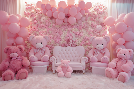 Beautifull Teddy Pink Kids Theme 26 - Backdrop Imperia Printed Backdrop