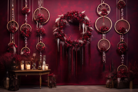 Beautiful Mahroon Boho Theme 7 - Backdrop Imperia Printed Backdrop