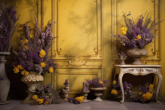 Classic Yellow Brown Vintage Theme 24 - Backdrop Imperia Printed Backdrop