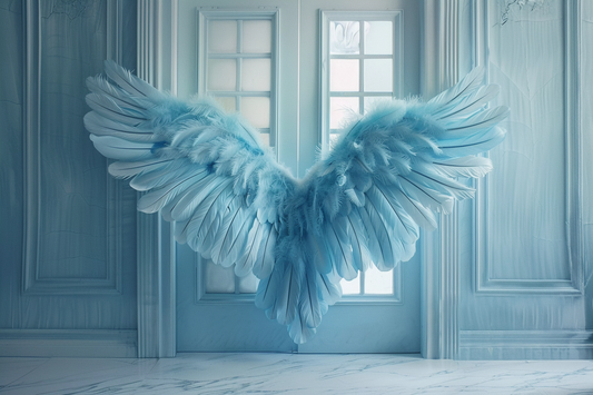 Blue Angel Wings Backdrop For Photoshoot - Backdrop Imperia Printed Backdrop
