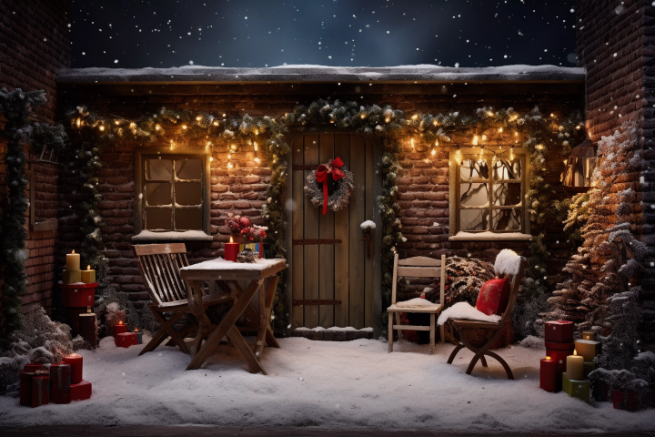 Snowy Winter Wooden Theme - Backdrop Imperia Printed Backdrop