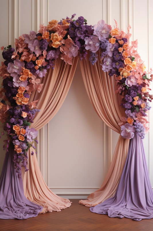 Purple & Orange Decorated Curtain Theme 4  -  Backdrop Imperia Printed Backdrop