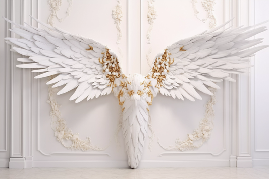 White Angel Wings Backdrop For Photoshoot - Backdrop Imperia Printed Backdrop
