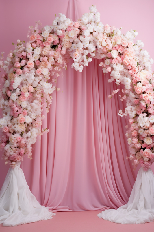 Pink Decorated Curtain Theme 8 -  Backdrop Imperia Printed Backdrop