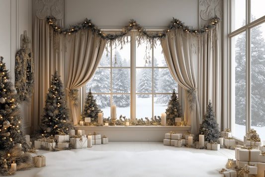 Beautifull Beige Chrisstmas Theme - Backdrop Imperia Printed Backdrop