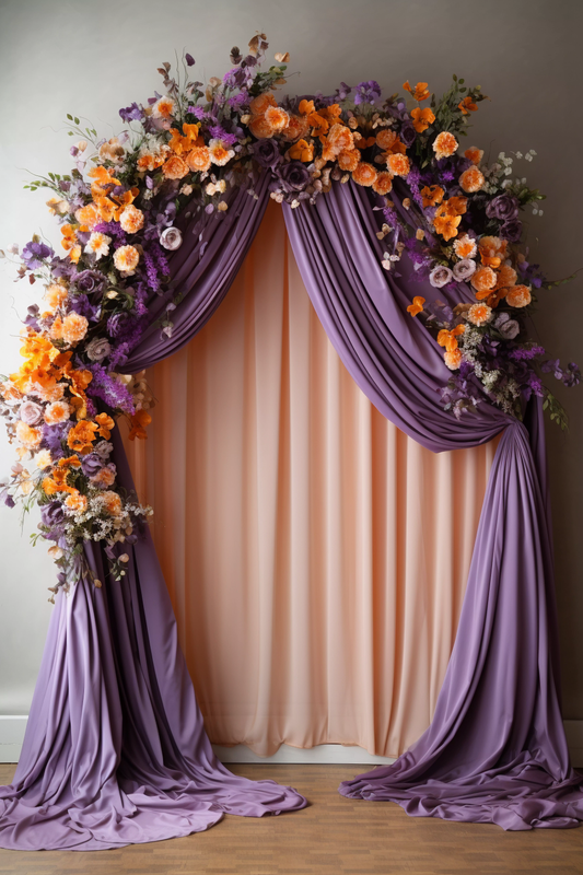 Pink & Purple Decorated Curtain Theme 12 -  Backdrop Imperia Printed Backdrop