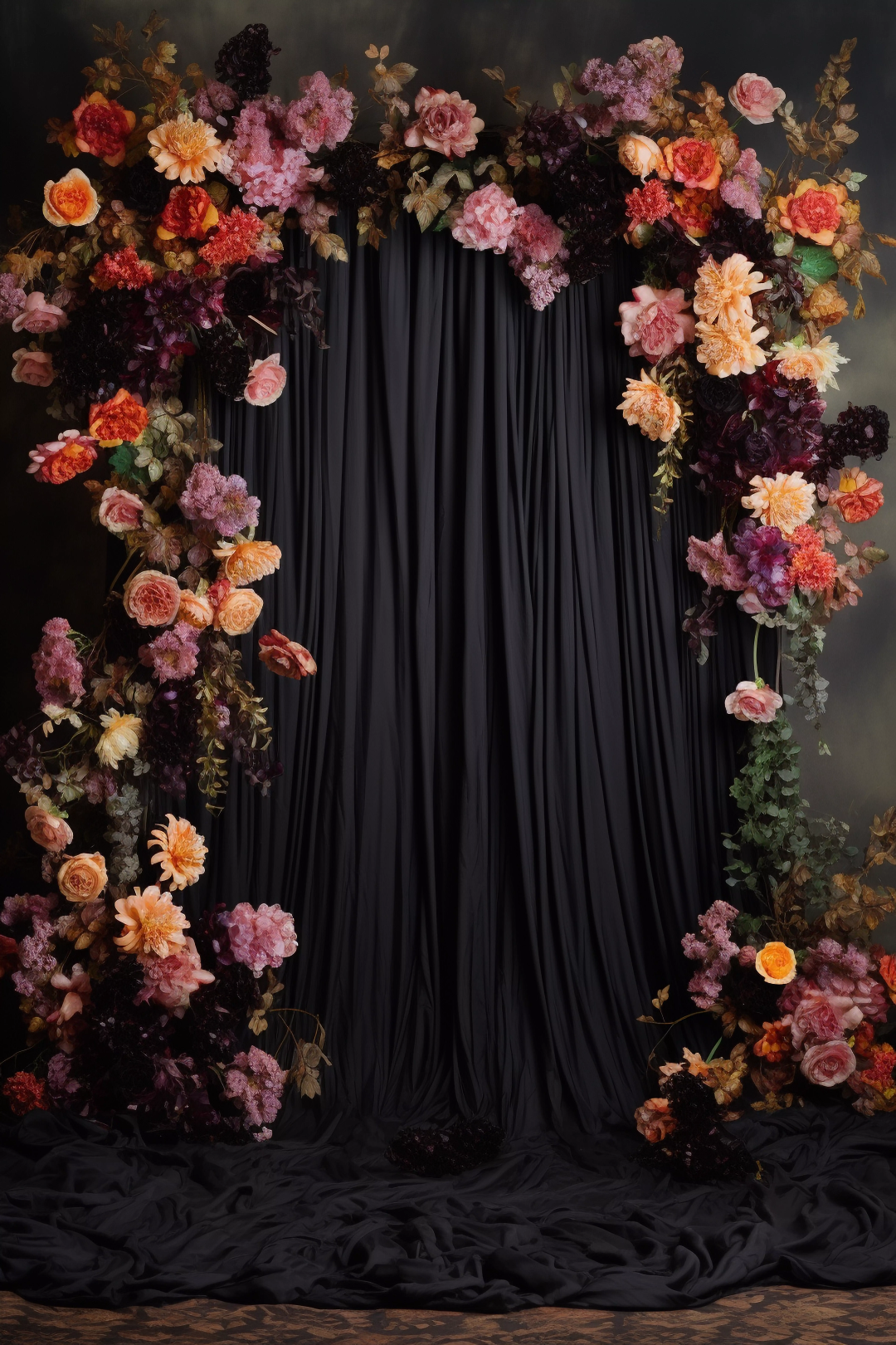 Black Decorated Curtain Theme 14 -  Backdrop Imperia Printed Backdrop