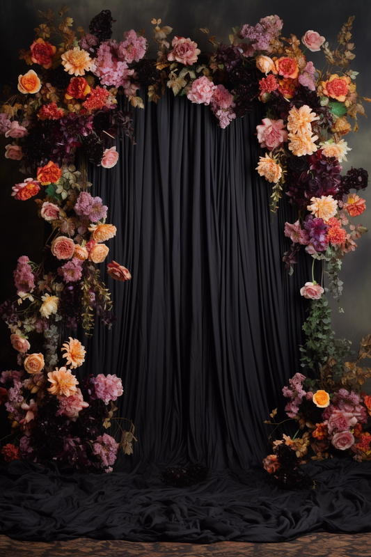 Black Decorated Curtain Theme 14 -  Backdrop Imperia Printed Backdrop