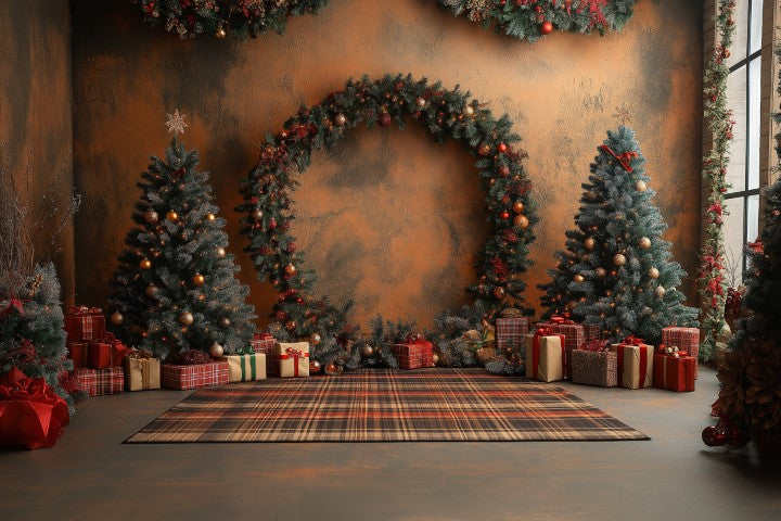 Green And Textured Christmas Theme -  Backdrop Imperia Printed Backdrop