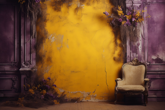 Classic Yellow & Purple Vintage Theme 62 - Backdrop Imperia Printed Backdrop
