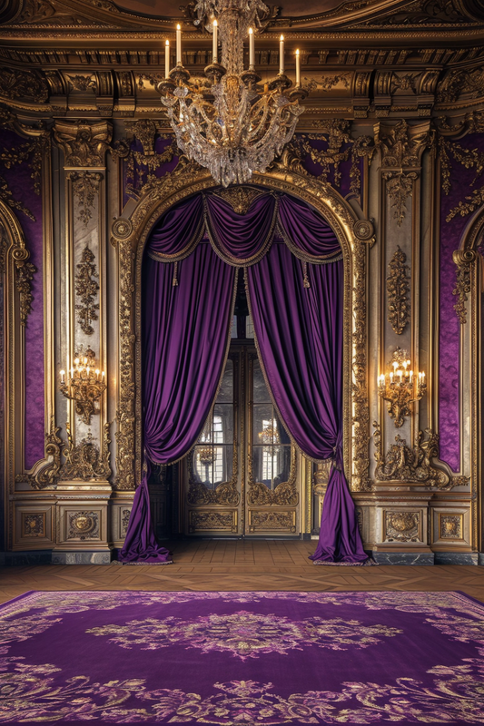 Purple & Gold Luxury Theme For Model Shoot - Backdrop Imperia Printed Backdrop