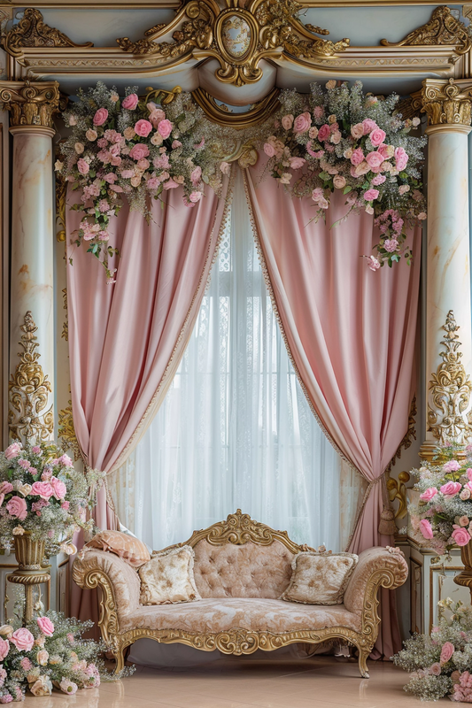 Pink & Gold Luxury Theme For Model Shoot - Backdrop Imperia Printed Backdrop