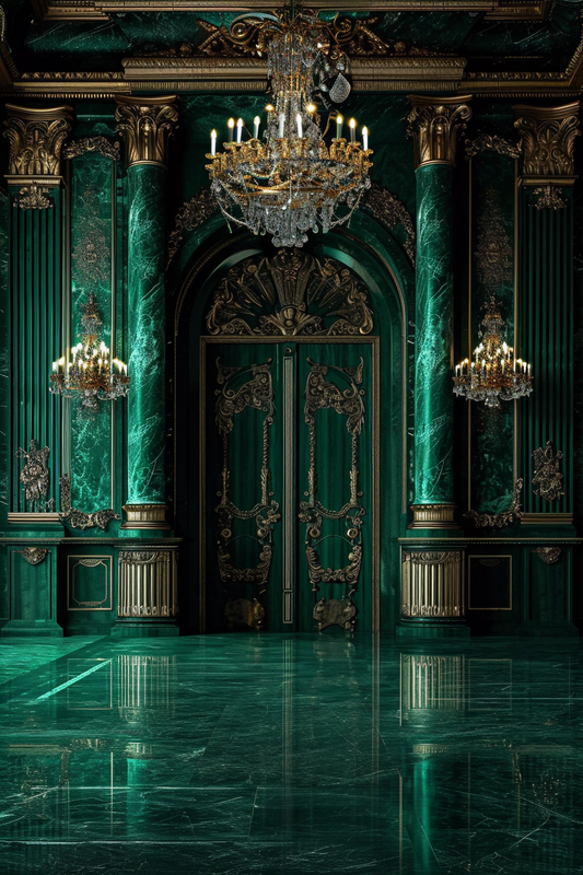 Green Luxury Theme For Model Shoot - Backdrop Imperia Printed Backdrop