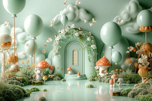 Elegant Green Marshmellow Theme For Kids - Backdrop Imperia Printed Backdrop