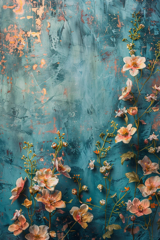 Beautiful Blue Floral Backdrop For Maternity Shoot - Backdrop Imperia Printed Backdrop