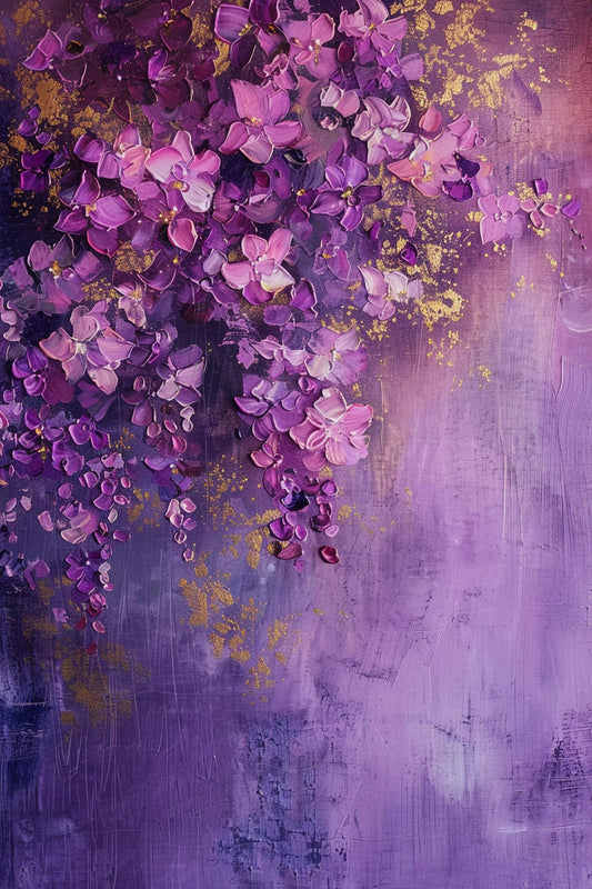 Beautiful Purple Floral Backdrop For Maternity Shoot - Backdrop Imperia Printed Backdrop