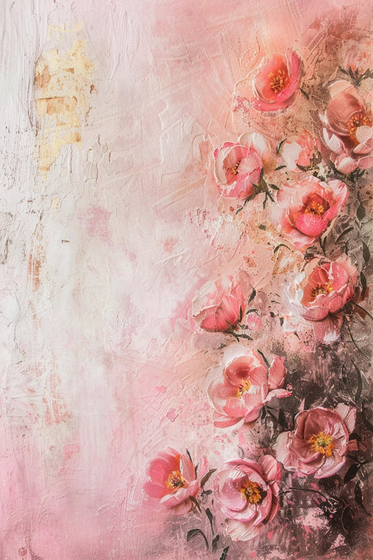 Beautiful Pink Floral Backdrop For Maternity Shoot - Backdrop Imperia Printed Backdrop
