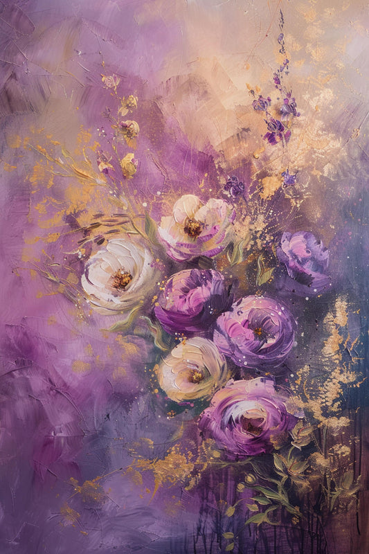 Beautiful Purple Floral Backdrop For Maternity Shoot - Backdrop Imperia Printed Backdrop