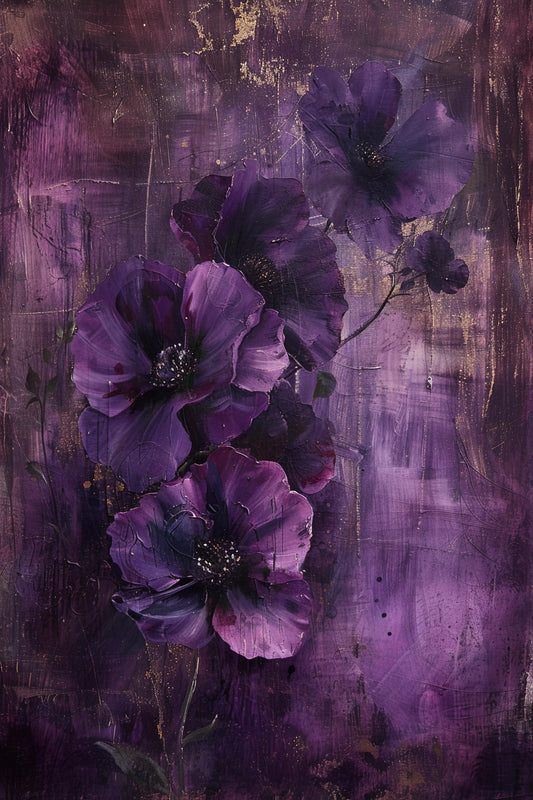 Beautiful Purple Floral Backdrop For Maternity Shoot - Backdrop Imperia Printed Backdrop