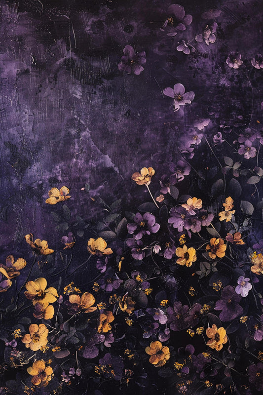 Beautiful Purple Floral Backdrop For Maternity Shoot - Backdrop Imperia Printed Backdrop