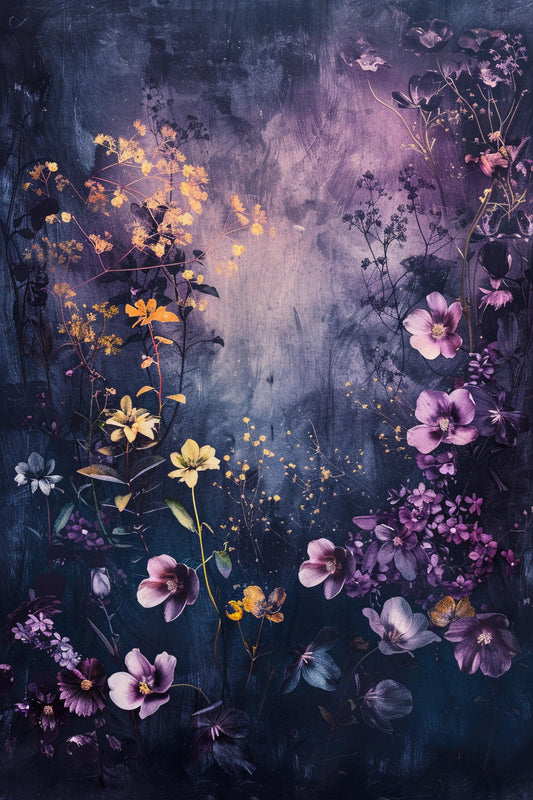 Beautiful Purple Floral Backdrop For Maternity Shoot - Backdrop Imperia Printed Backdrop