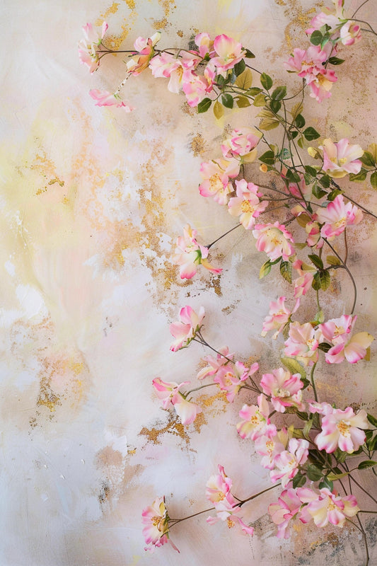 Beautiful Beige Floral Backdrop For Maternity Shoot - Backdrop Imperia Printed Backdrop