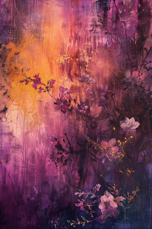 Beautiful Purple Floral Backdrop For Maternity Shoot - Backdrop Imperia Printed Backdrop