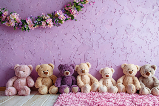 Cute Purple Teddy Toys Theme 4 - Backdrop Imperia Printed Backdrop